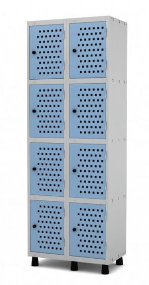 Roupeiro de ao com 8 portas FURADAS